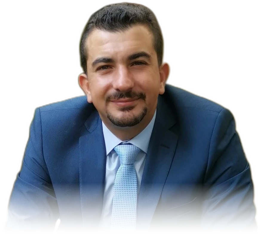 Charbel Assaf, AI consultant, smiling in a navy suit